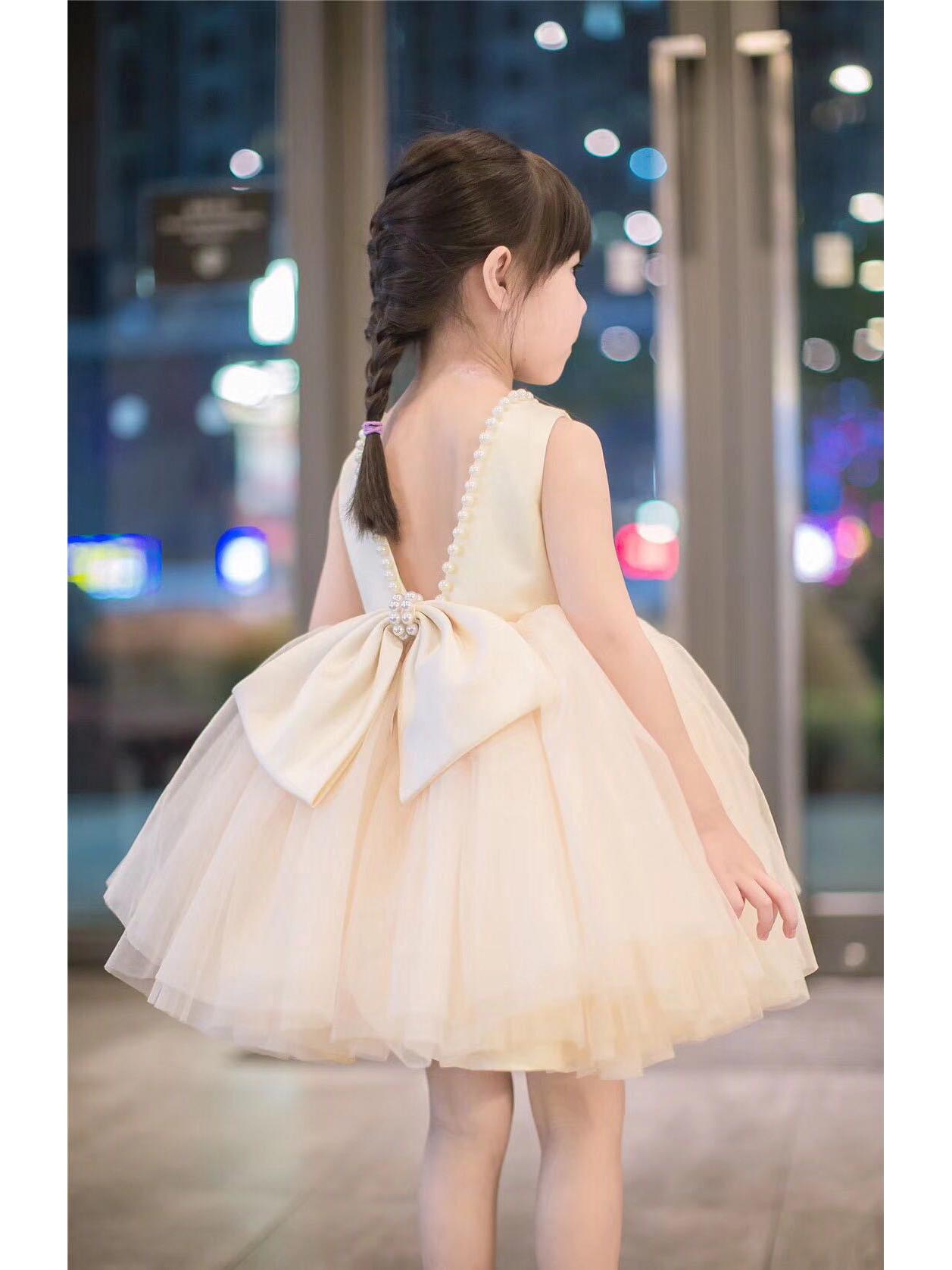

Girls Flower Princess Dress: Puffy Tulle Skirt for Birthdays & Special Occasions 80 cm шампанского
