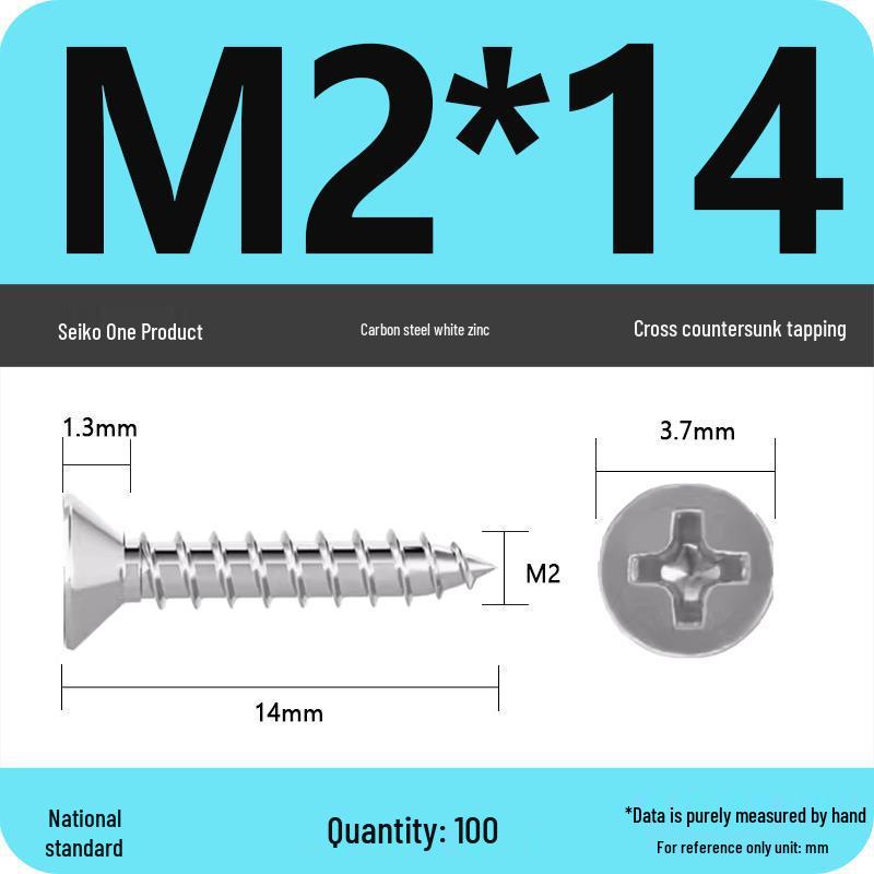 Iron Galvanized Phillips Flat Head Self-Tapping Screws - Countersunk M1 To M4
