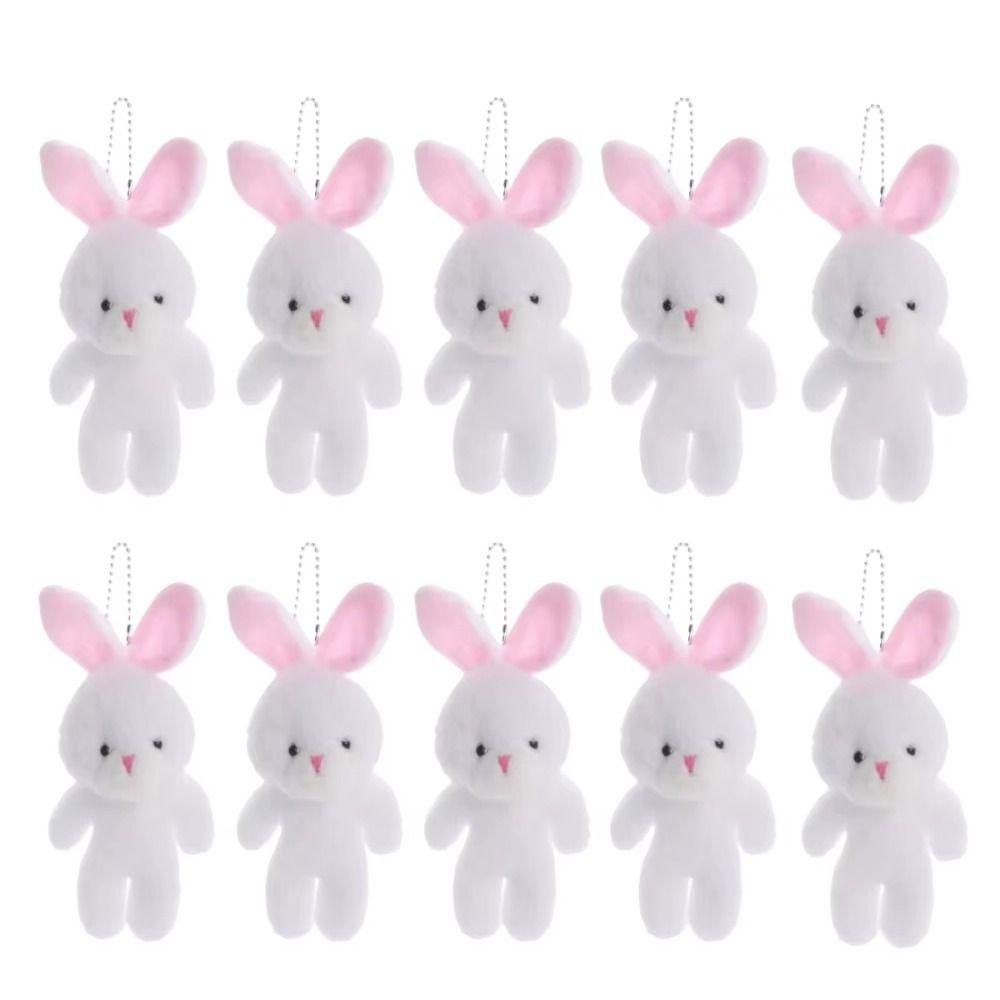 10Pcs Keyring Little Rabbit Plush Toy Stuffed Easter Party Bunny Plush Dolls Holiday Gift