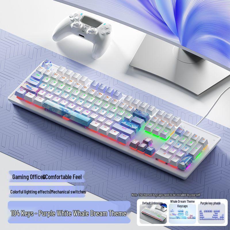 87-Key Mechanical Keyboard with Blue, Black, Red, Brown Switches - Wired for E-sports, Gaming, Typing, Desktop, Laptop, Universal Compatibility
