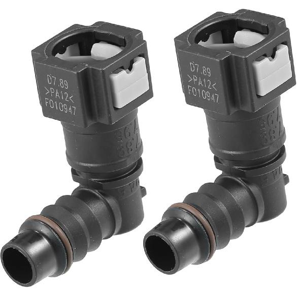 

2pcs Fuel Line Quick Connect 90 Degree Push-On Single Barb Fuel Hose Adapter Connector for 5/16 to 3/8 Nylon Tubing Auto Replacement Parts