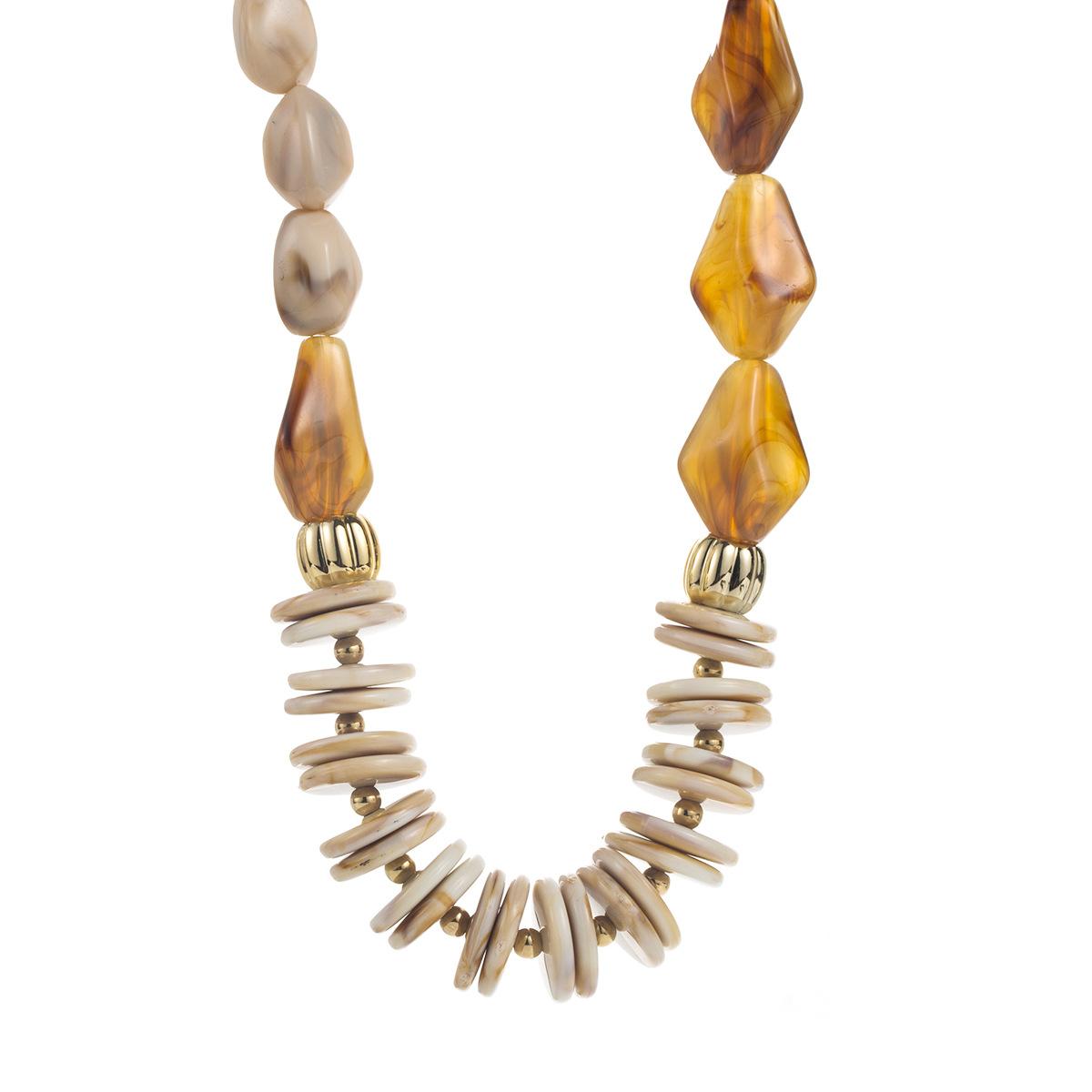 

Винтажное коричневое геометрическое ожерелье из смолы, стильная цепочка на ключицу в стиле Майяр, ручной работы из бисера светло-коричневого