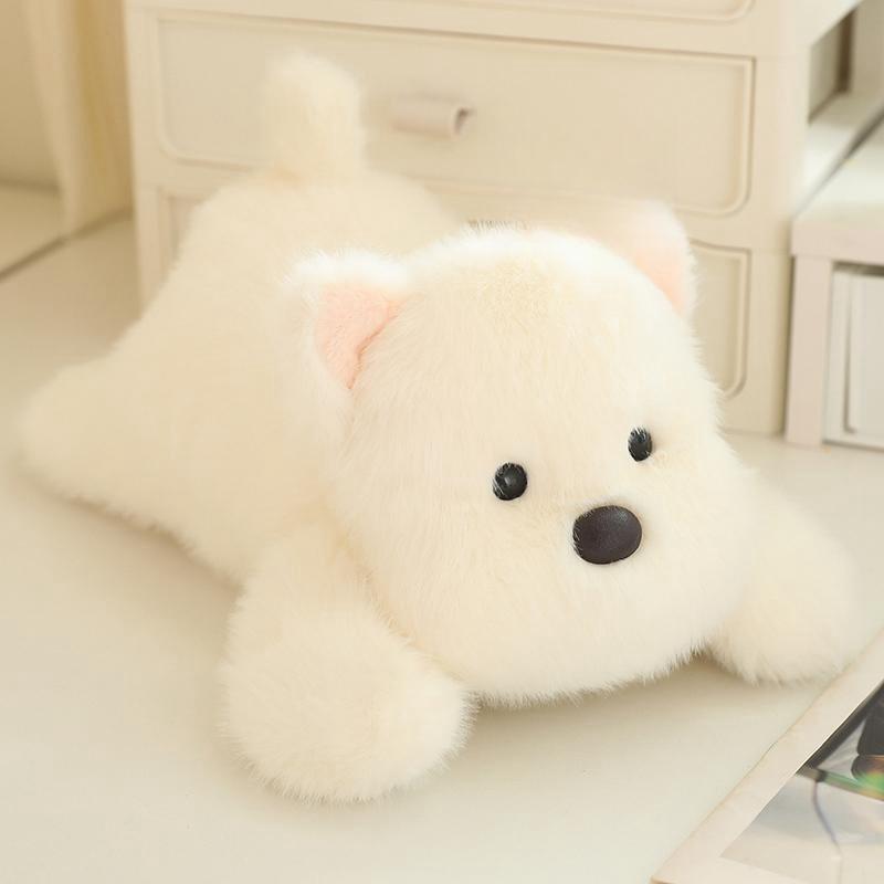 Simulation West Highland Dog Plush White Puppy Accompany Toy Stuffed Animal Sleep Pillow  Children Birthday Gift Home Decor