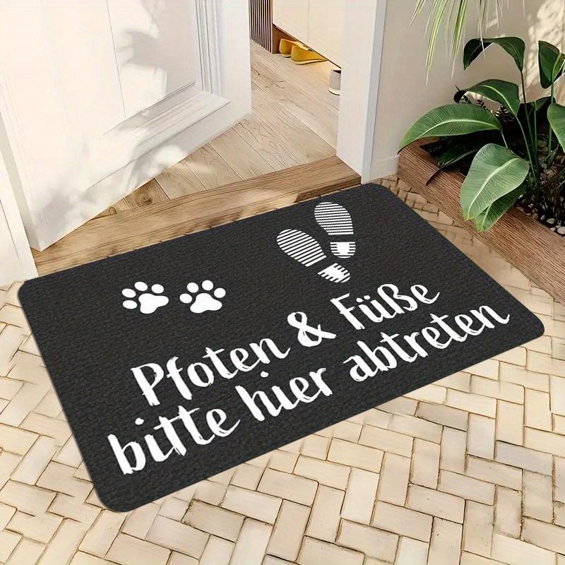 1pc German "Pfoten & Füße" Door Mat - Comfortable And Soft, Washable Indoor/Outdoor Mat, Suitable for Entrance, Outdoor Door Mat