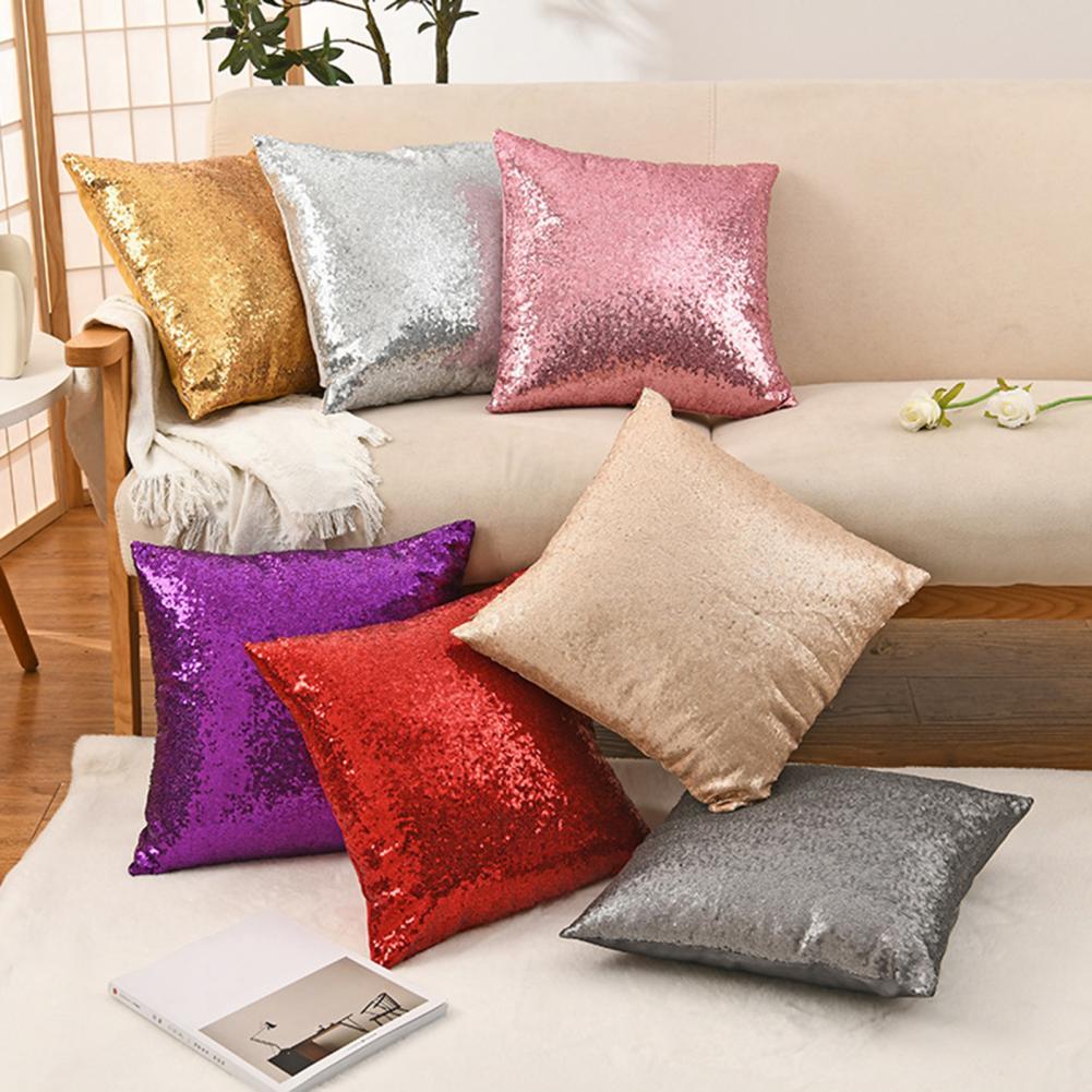 40cm Pailletten Kissenbezug Glänzend Funkelnd Dekorative Kissenhülle Gold/Silber/Rot Für Sofa Bett Sofa Party Dekoration