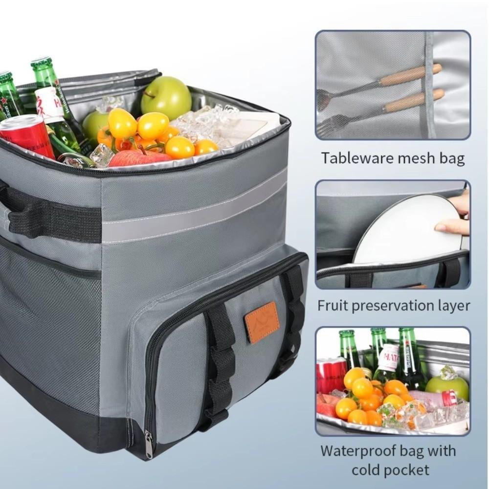 Large Capacity Picnic Trolley Box Double Layers Tug Insulation Bag  for Camping Carrying