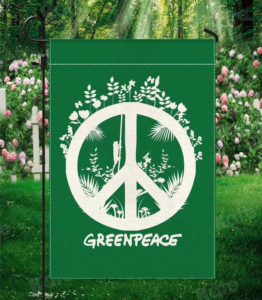 Peace Sign Garden ags 12x18 Double Sided Outside, Green Peace Yard Outdoor Decorative ag QQC EEL