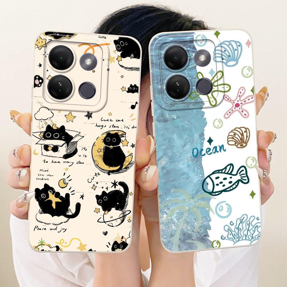 For Infinix Smart 7 HD / Smart7 Plus Cute Cat Flower Cartoon Phone Case For Infinix Smart 7HD 7Plus Soft Silicone Covers Bumpers
