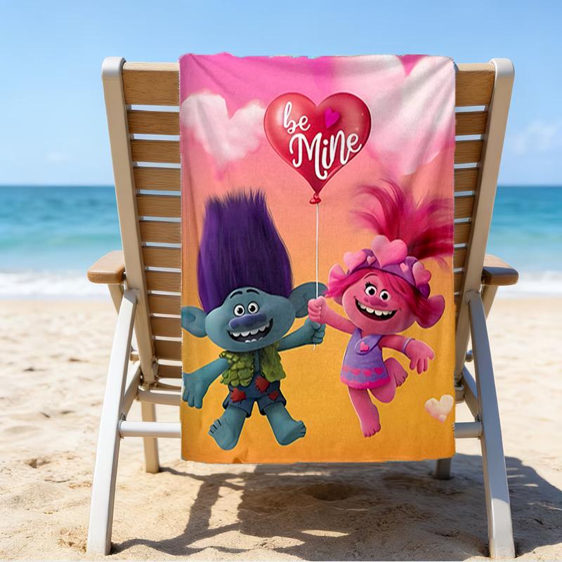 Ultra-Soft Beach Towel with Trolls Theme,Ideal for Pool - Camping, Diving - Perfect Travel Essential, Vibrant Beach Towel.
