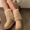 Flauschige Kunstpelz Beinwärmer Pelz Fersen Lange Stiefel Manschetten Abdeckung Hat Elastisch Ein Paar Karneval Stiefelabdeckung Y2K JK Uniform