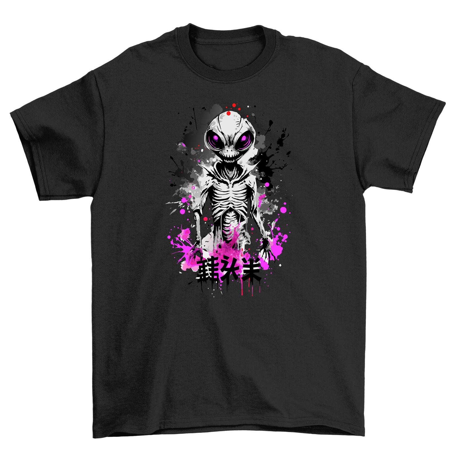 

Alien Anime Skeleton Splash T-Shirt Mens Womens Tees Top: Out-of-this-wo rld Funny! Unisex Printed Des S