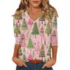 Women's Casual Fashionable Sexy Comfortable V-Neck Christmas Three-Quarter Sleeve Top