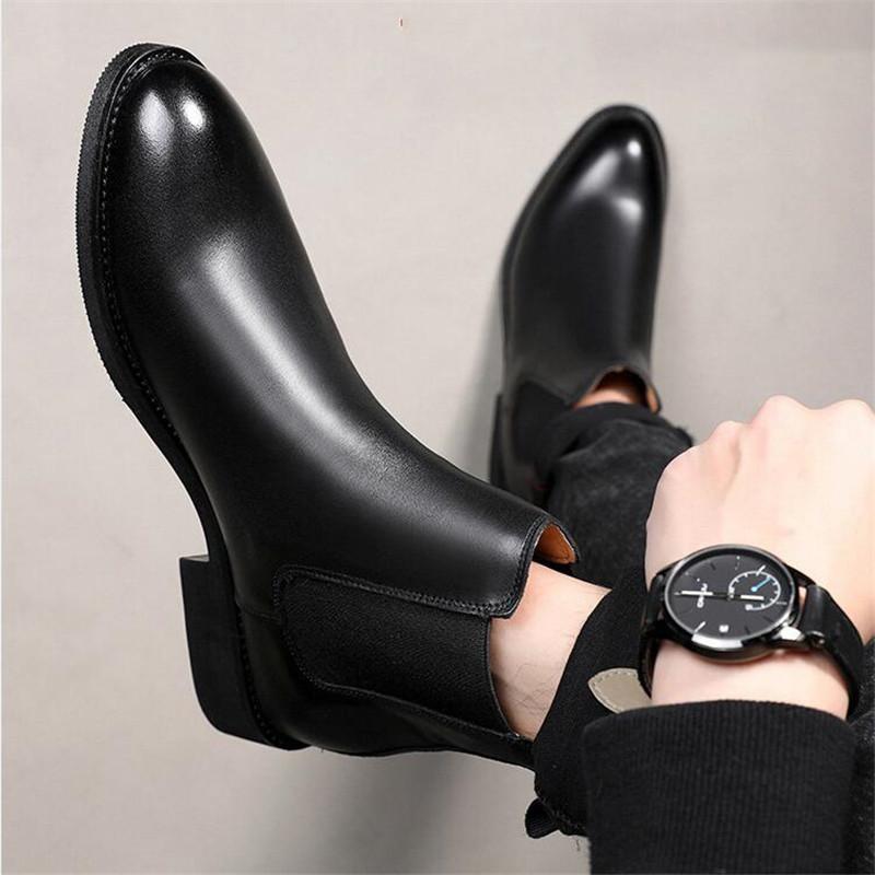 Men's Classic Retro Genuine Leather Chelsea Boots Men Ankle Boot Mens Casual British Style Short Boot High-Top Shoes