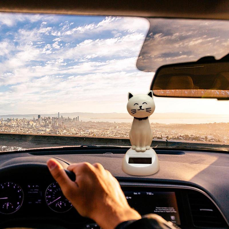 Solenergi Katt Ristehode Dukke Katt Risting Dashboard Interiørdekorasjon Biler Bil Ornament Dukketilbehør