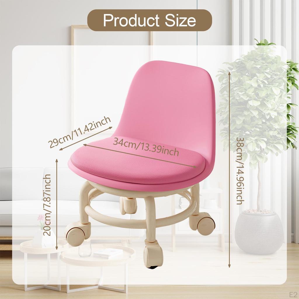 Nízká pojízdná stolička s kolečky Kulatý polštář Otočné univerzální válečkové sedátko pro