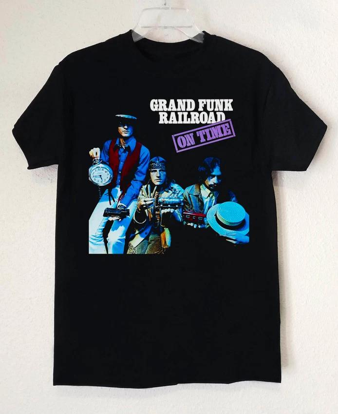 Vtg Grand Funk Railroad On Time Cotton Black Unisex Shirt TR121 XXXXL