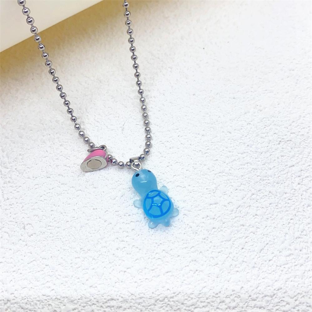 Magnetic Heart Turtle Pendant Necklace - Best Friend Zodiac Gift синий