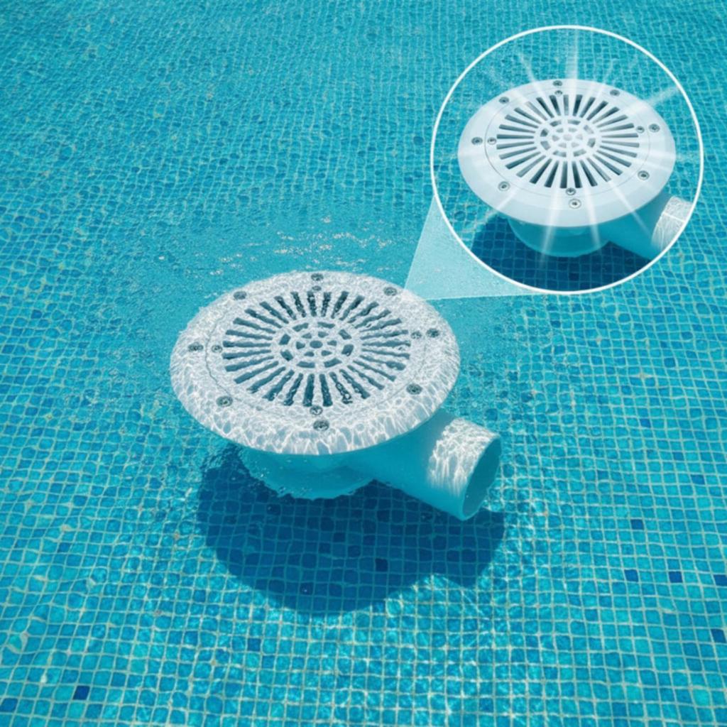 Bottom Drain with Round Cover Plug-and-Play Pool Main Grate Replacement
