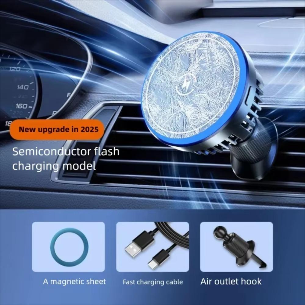 15W Fast Charging Magnetic Wireless Charger Magnetic Cooling Car Phone Mount Vehicles Use