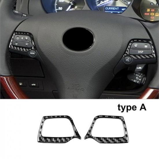 2Pcs Carbon Fiber Steering Wheel Button Cover Trim For Lexus GS350/450h/460