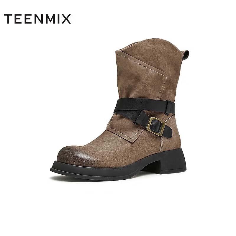 TEENMIX Retro Pleated Y2K Fashion Boots 40