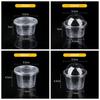 Set of 100 Disposable Dessert Cups with Lids, Large Capacity, Clear Plastic, for Pudding, Ice Cream, Jelly, and Sauces (Spherical Lid with Spoon, 300m