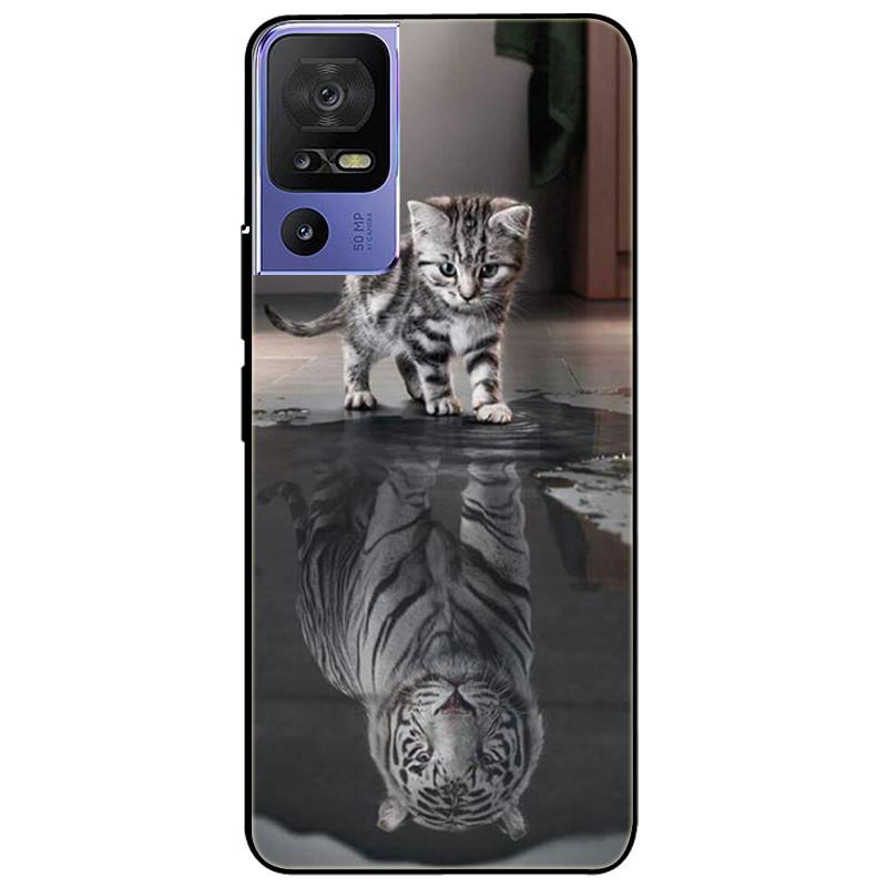 For TCL 40 SE Case 2023 Soft Silicone Protective Black Tiger Lion Funda Coque for TCL 40SE Covers TPU Bumper for TCL40se Paras