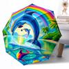 Lightweight Automatic Folding Umbrella Featuring a Rainbow Dolphin Design - Great for Outdoor Use, Easy To Carry, Sturdy, And