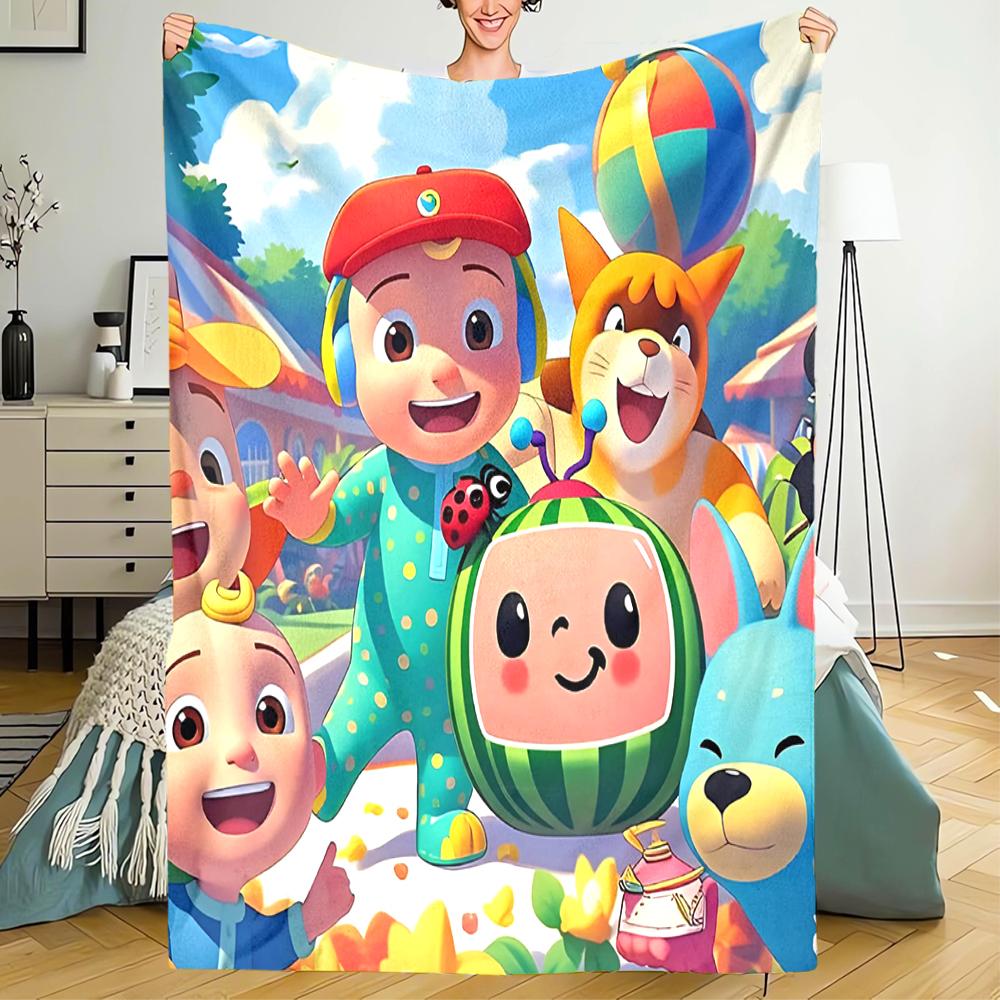 Cocomelon Theme Printed Blanket - Perfect for Couch, Bed, Travel & Outdoor Use | Machine Washable, Cozy & Durable.