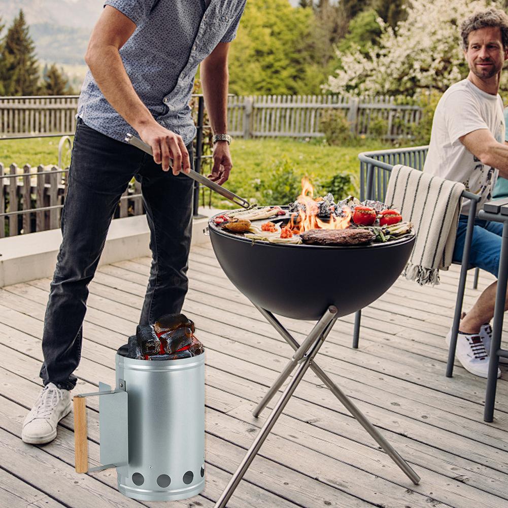 Rapid Fire Briquette Starters Can W/Handle Charcoal Chimney Lighter BBQ Grill Tool for Charcoal Grill and Barbecues