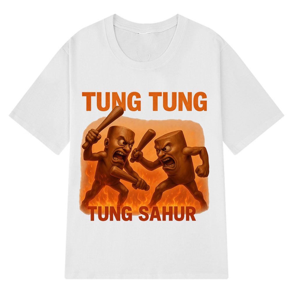 Tung Tung Tung Sahur Italian Brainrot Funny Meme TshirtUnisex Unisex Summer Shortsleeved Tee Loose Tshirt Streetwear