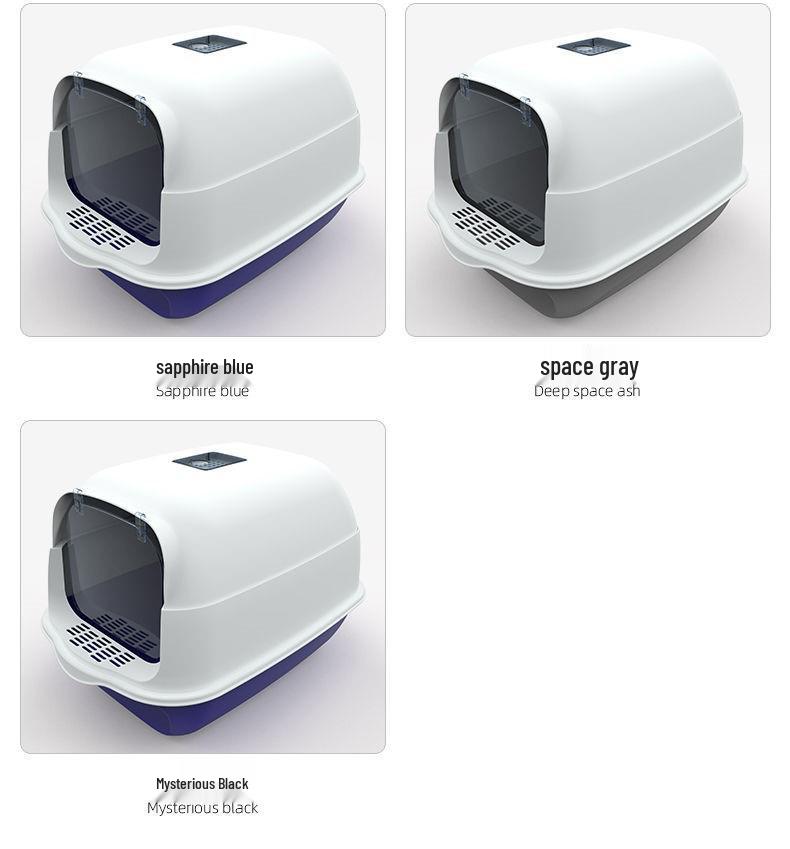 Fully Enclosed Oversized Cat Litter Box with Deodorizing Anti-Splash Design