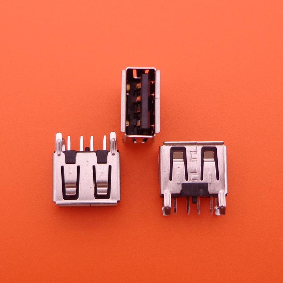 10PCS NEW A Type Flat Angle 180 Degree Female USB PCB Connector Socket USB Jack Plug