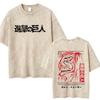 Washed Vintage Anime Attack on Titan Tshirts Eren Jaeger Graphic Tshirt Men Women Manga Retro Oversized Short Sleeve T Shirts