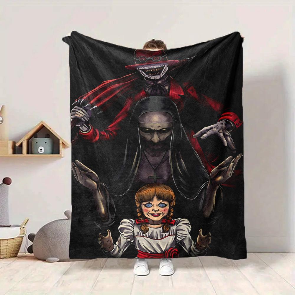 1pc Annabelle, Horror Blanket Lightweight Flannel Blanket Throw Blanket For Sofa, Bed, Travel, Camping, Livingroom, Office, Couch