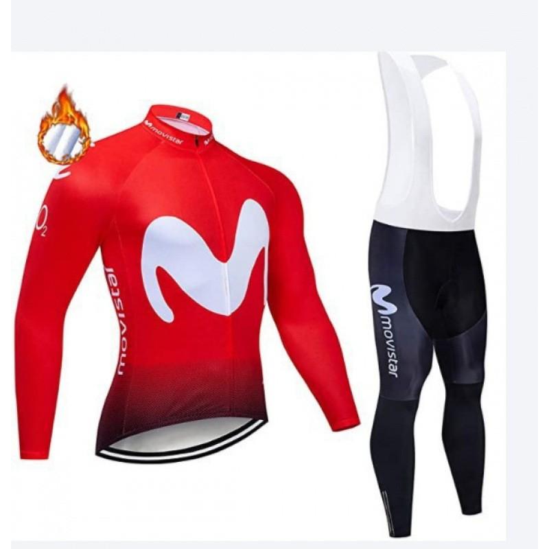 Set Maglia da Ciclismo in Pile da Uomo Invernale Termico Manica Lunga Abbigliamento da Bici per Ciclismo con Clima Freddo