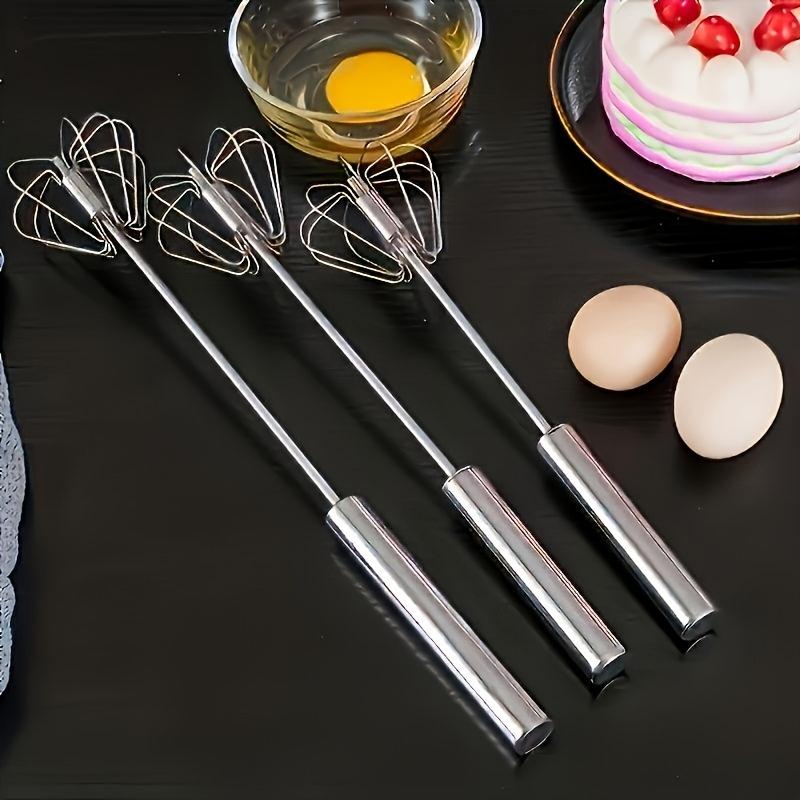 Stainless Steel Semi-Automatic Egg Beater Handheld Manual Whisk for Baking and Cream Mixing