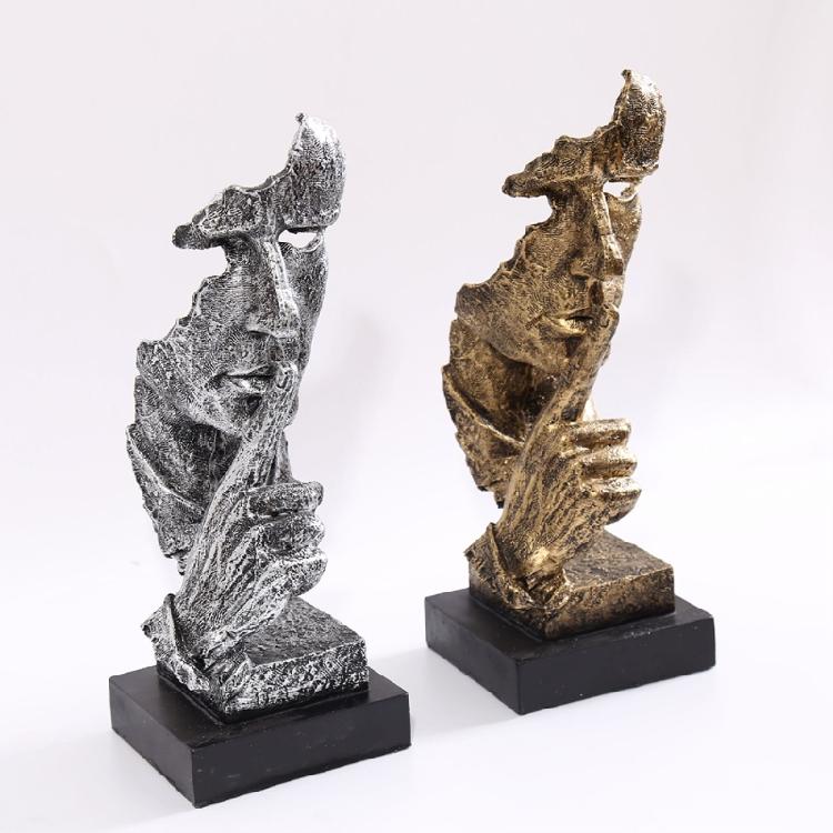 Exquisite Silence is Golden Thinker Statue Figurine Handcraft Entrance Objects