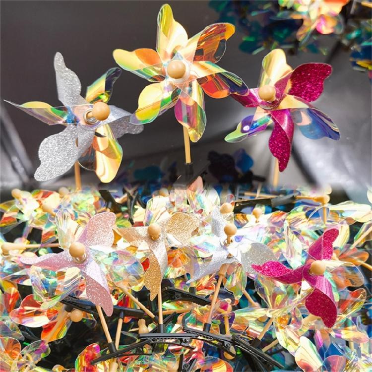 Y2k 90s Aesthetic Colorful Windmill Hairpin for Children Charm Sweet Hair Clip