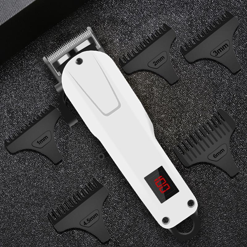Retro Electric Hair Clipper with LCD Display – Rechargeable Barber Tool for Bald Head, Carving & Gradient Styles