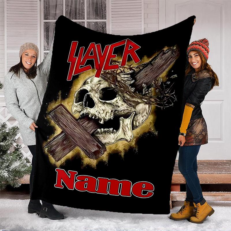 Personalized Custom Name Blanket - Slayer band Print Design,Blanket for Sofa,Bed,Travel,Camping - Soft and Warm, Great Gift