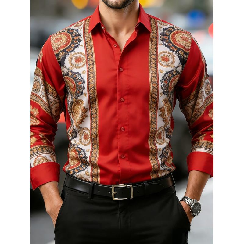 2026 Men's HD Baroque Pattern HD 3D Printed Shirt Casual Long Sleeve Button Designer Shirt Wedding Party Clothes for Men for You