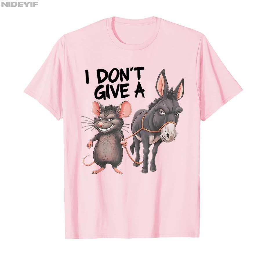 I Don't Give a Rats Ass Mouse Donkey Funny Sarcastic Animal T-shirt For Men Women 100% Cotton T Shirts Short Sleeve Tops 1016-1