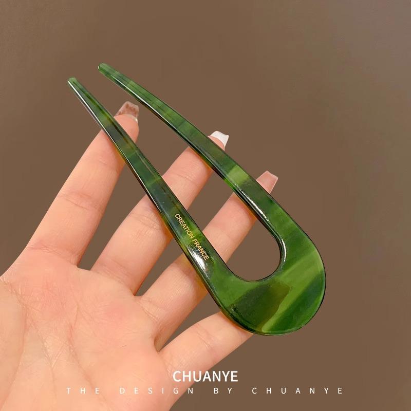 Elegant U-Shaped Acetate Hairpin for Women - Chic, Cute Bun Styling Tool, 2025 Trendy Headwear