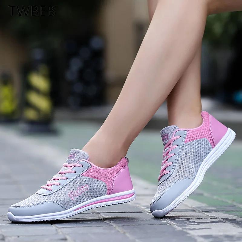 Breathable Fashion 2025 New Women's Sneakers Soft Comfortable Women Sneakers Mesh Fabric Lace Up Female Footwear