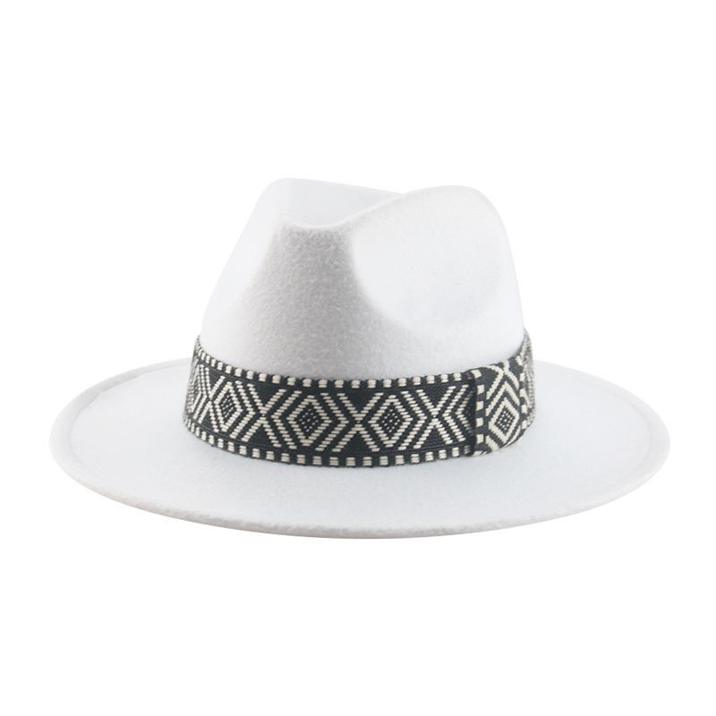 

Panama Hat Western Cowboy Hats for Women Solid Big Brim Casual Fedoras Men Women Camel Black White Felted Hat Sombreros Gorras 56-58cm білий