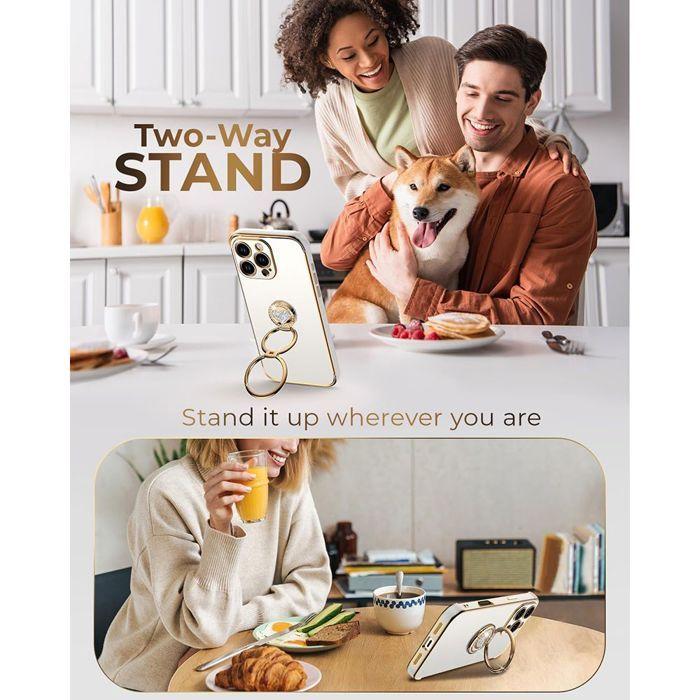 Coque de Protection - BOOLING - pour iPhone 17 - Silicone Souple Antichoc avec Anneau et Cordon - Blanc