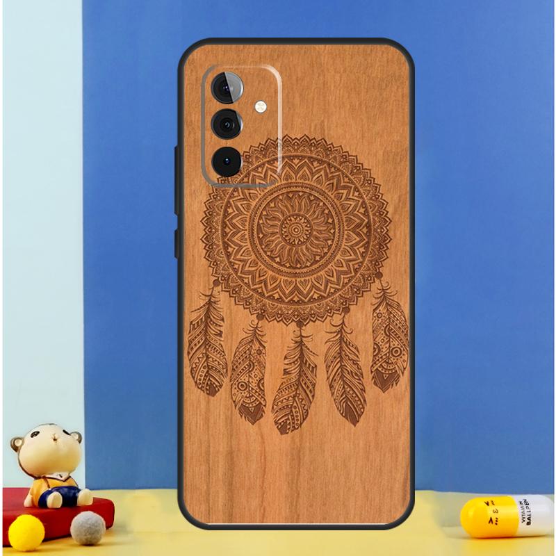 Mandala Floral Wood Case For Samsung Galaxy A32 A52 A22 A12 A14 A24 A34 A54 A15 A25 A71 A51 A13 A33 A53 Cover