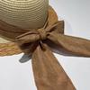 Summer Women Large Bow Straw Hat Portable Foldable Holiday Beach Sun Visors Hand WovenSolid Color Female Sunshade Bonnet Cap