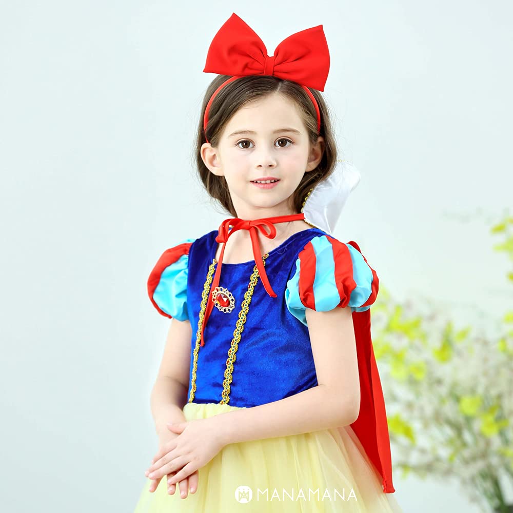 Snow White Princess Kids 100cm [MANAMANA] Children's Dress, Dress, Cape, Tiara, Stick, 5-Piece Set, Costume, Yellow, Blue, Red, Girls, 100cm,